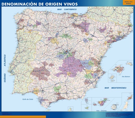 Mapa plastificado España Denominacion Origen Vinos