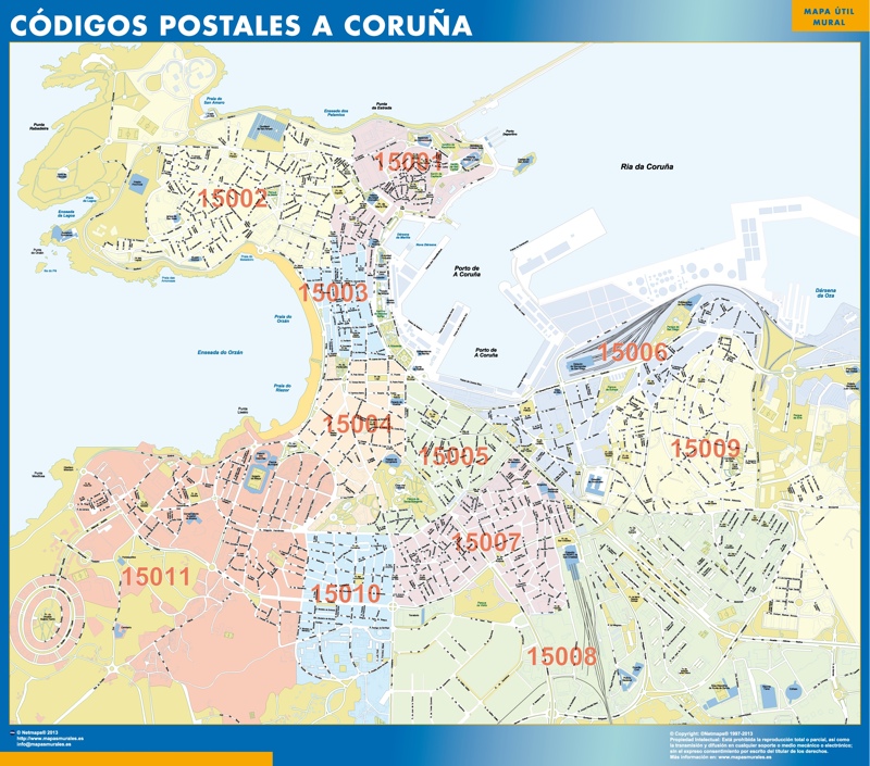 Mapa A Coruña Códigos Postales