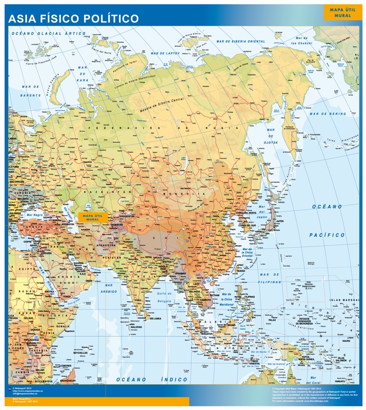 mapa asia fisico politico