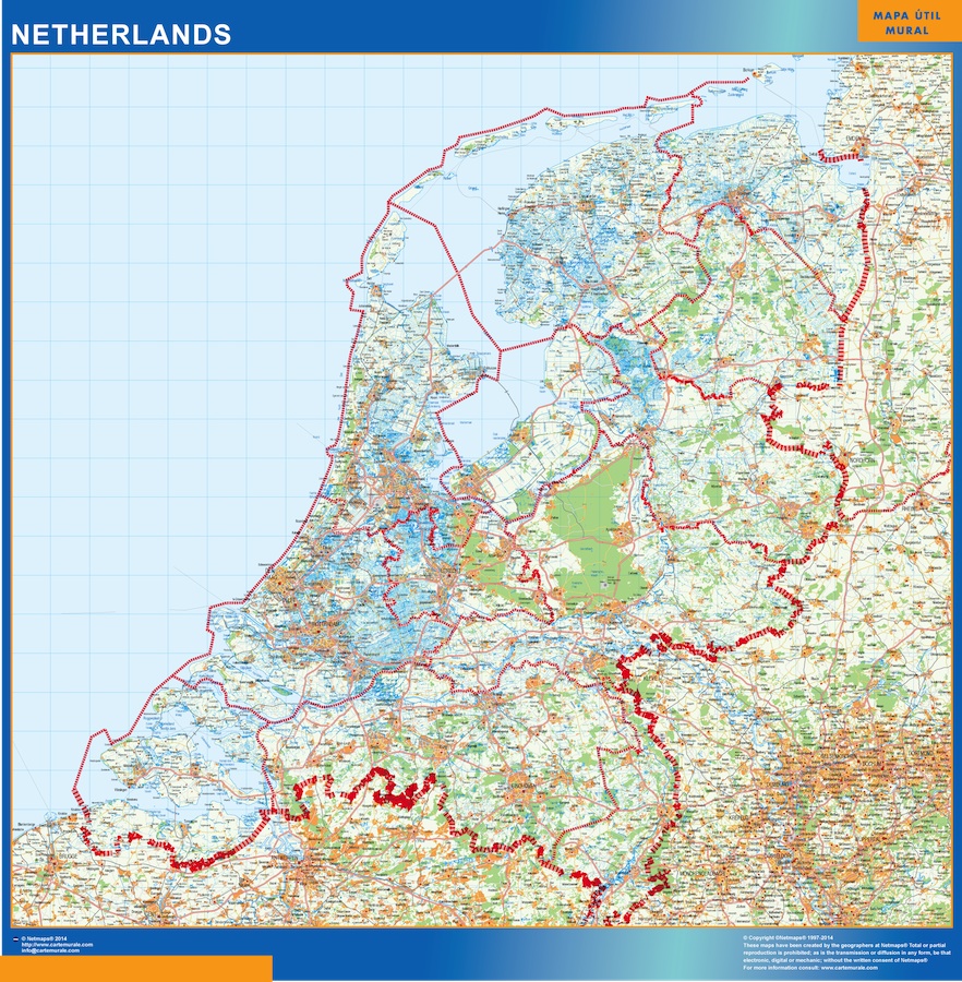 Mapa Mural Países Bajos | Mapas Murales España y el Mundo
