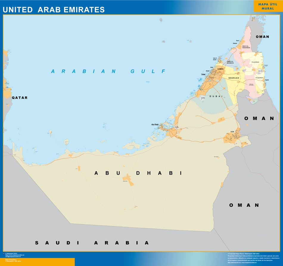 Mapa Emiratos Árabes Unidos | Mapas Posters Mundo y España