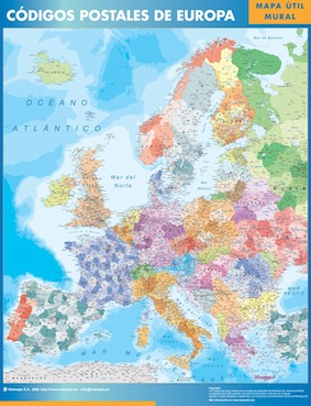 europa mapa plastificado códigos postales