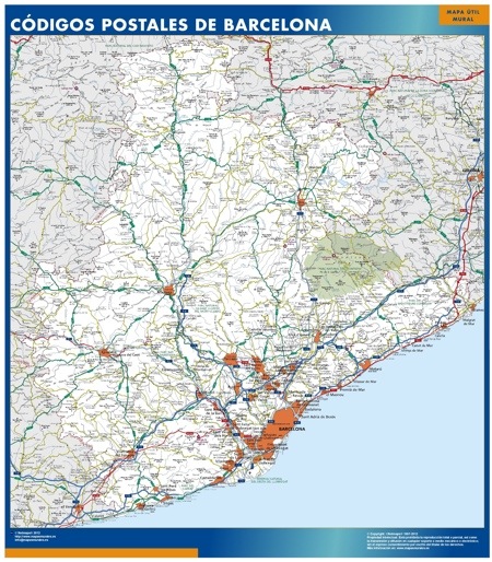barcelona_provincia_codigos_postales | Mapas Murales de España y el Mundo