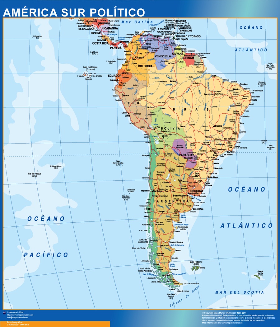 Mapa Am rica Sur Pol tico Tienda - America Sur