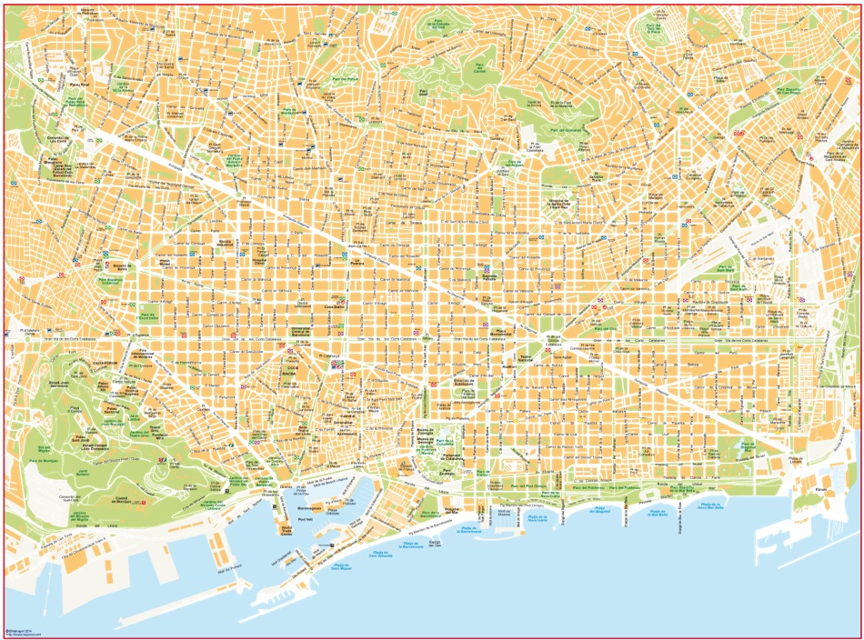 Barcelona España Mapa Barcelona Aparcadoiro Mapa Barcelona Zonas De