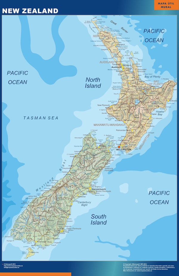Mapa Nueva Zelanda 