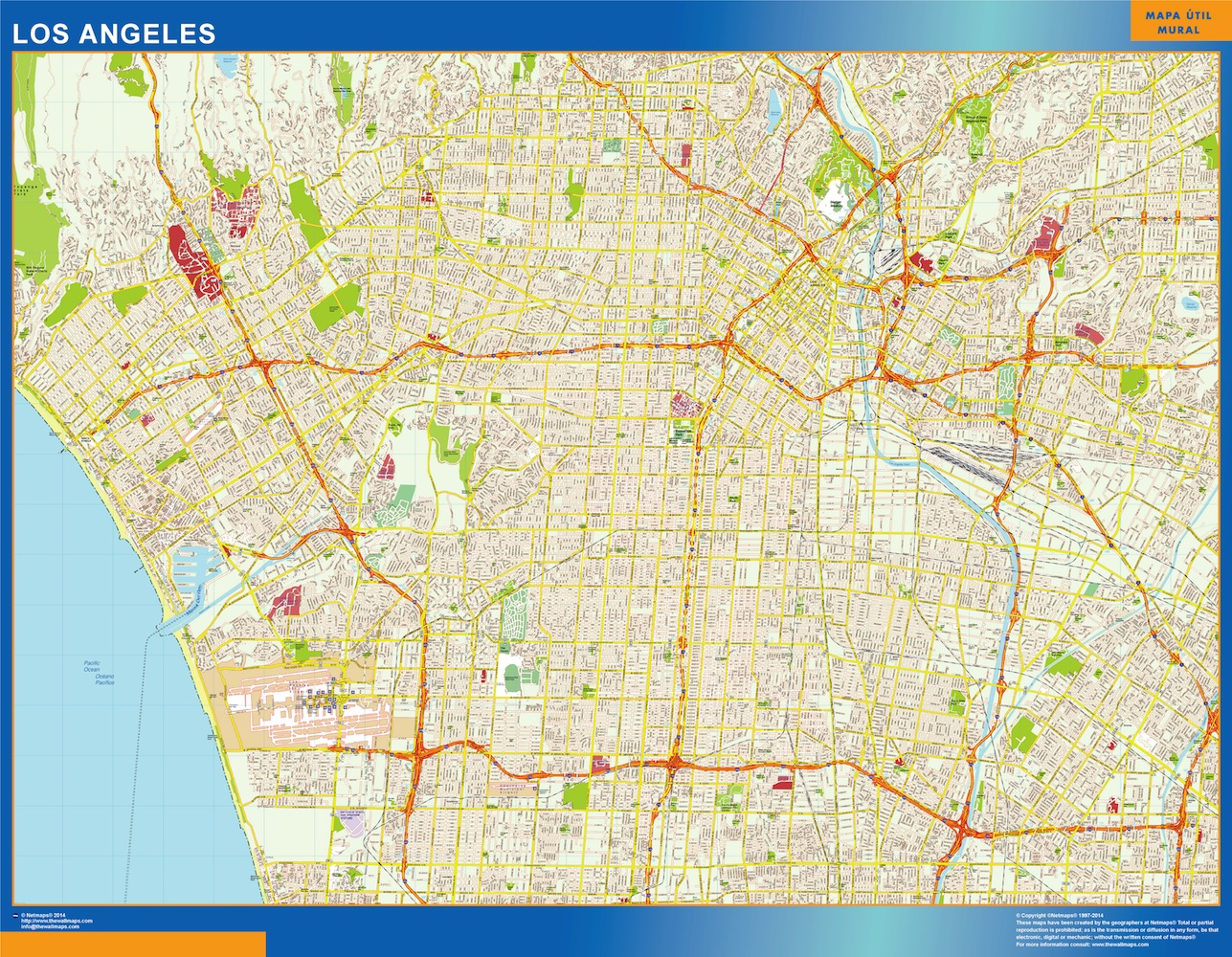 China código postal Viajero Mapa Los Angeles | Mapas Murales de España y el Mundo