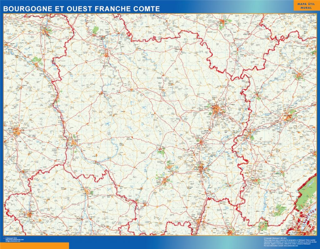 Mapa Bourgogne Franche Comte
