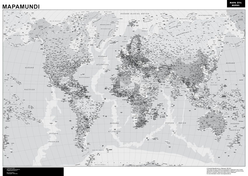 Mapa Mundo Blanco Negro