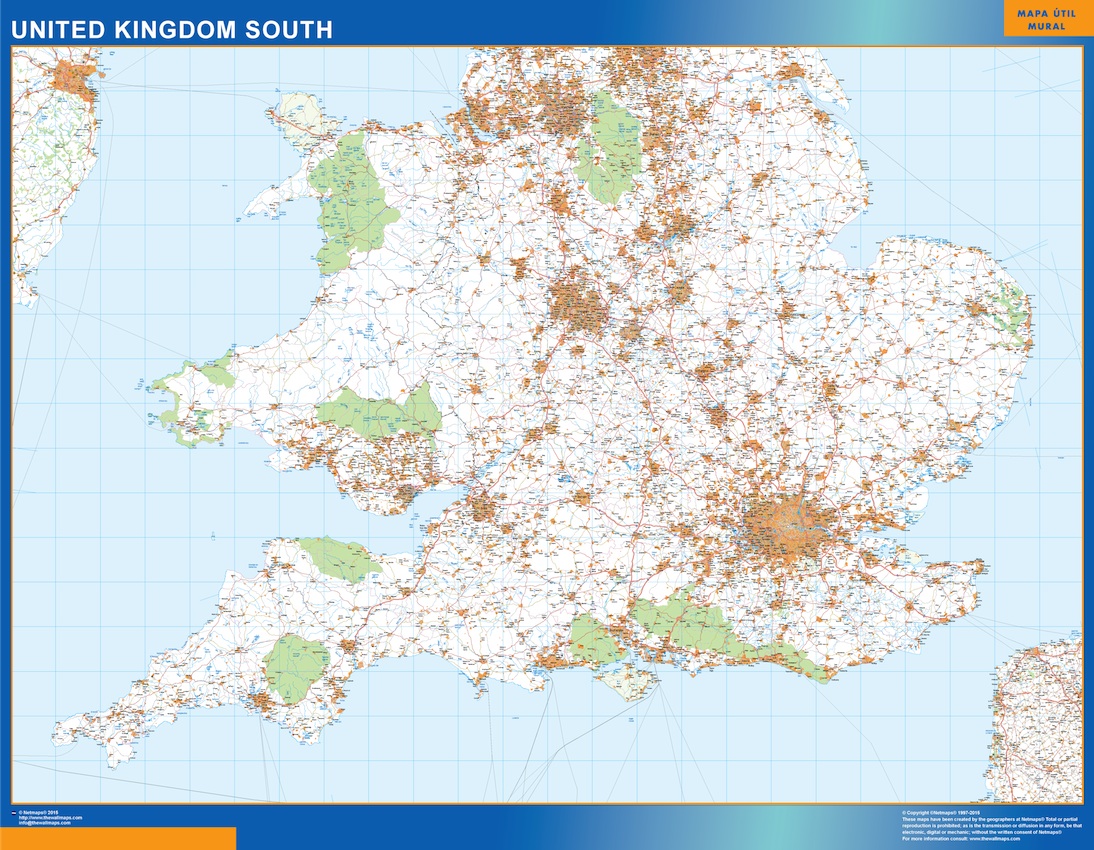 Reino Unido Mapa Sur Mapas Murales De Espa A Y El Mundo