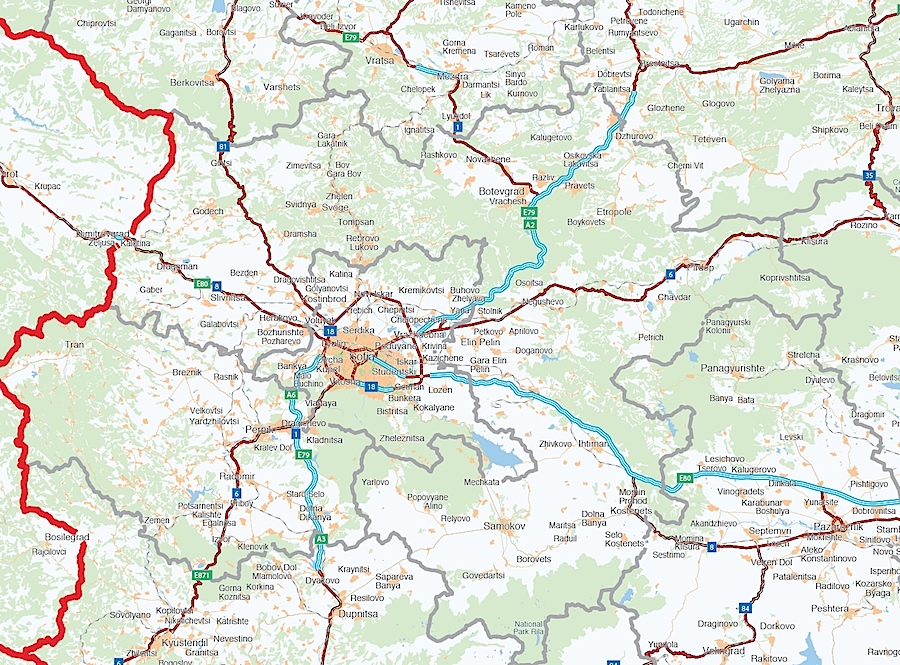 Mapa region Bulgaria