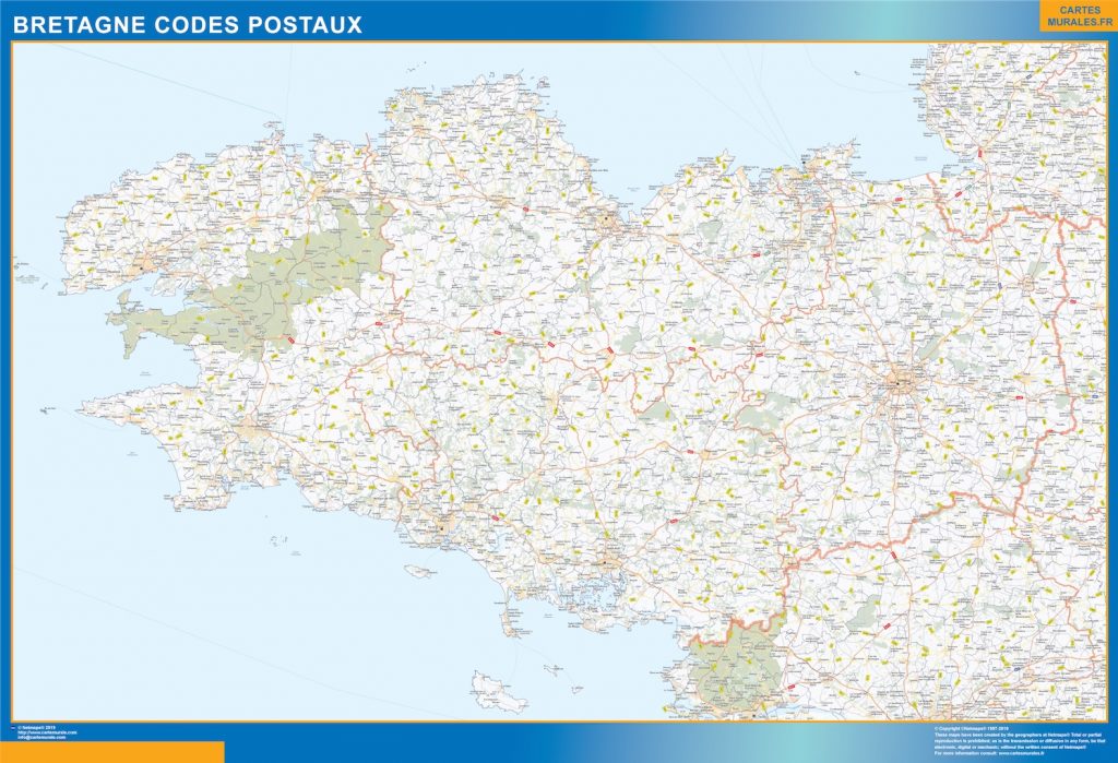 Mapa Bretagne codigos postales
