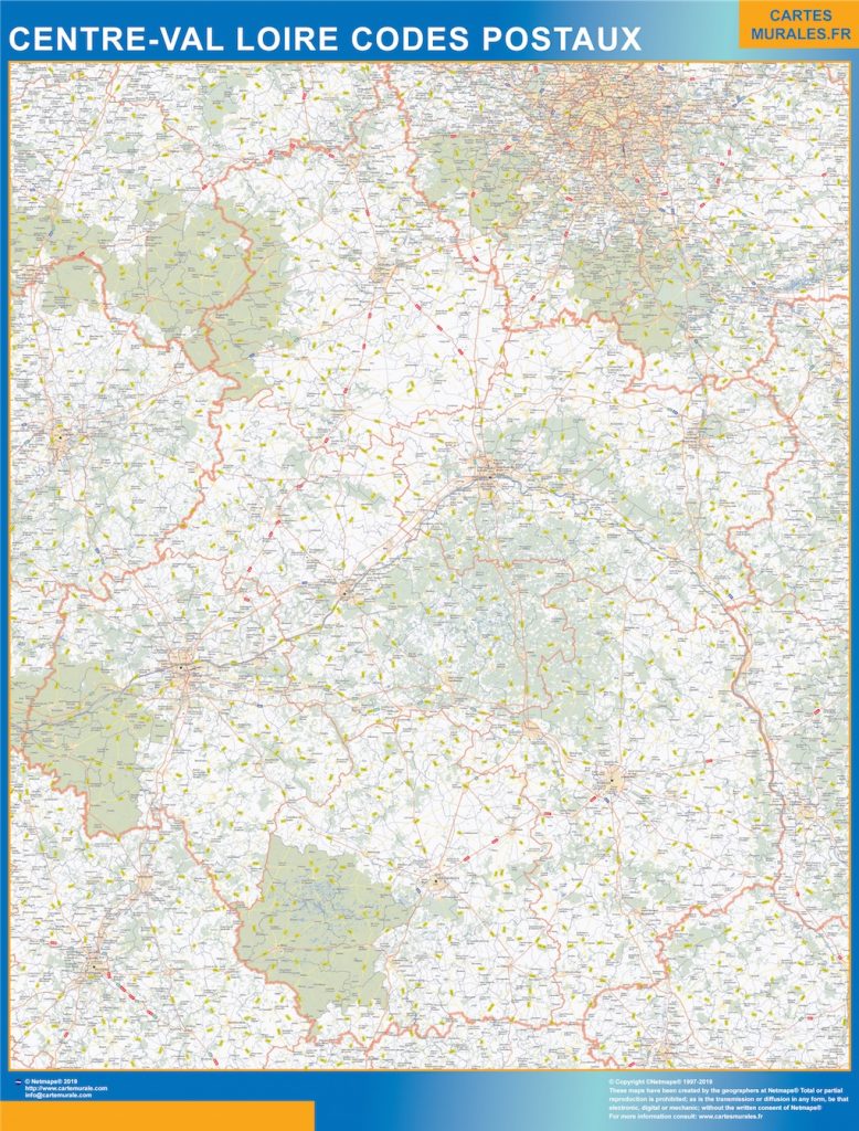 Mapa Centre Val Loire codigos postales