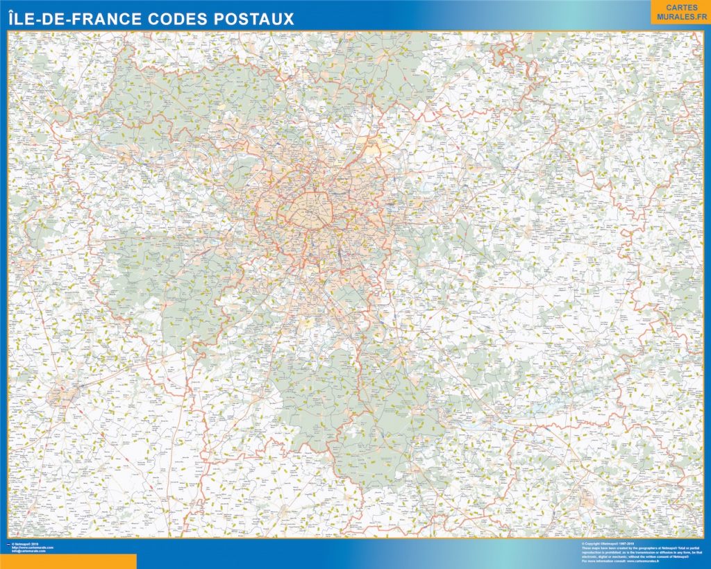 Mapa Ile de France codigos postales