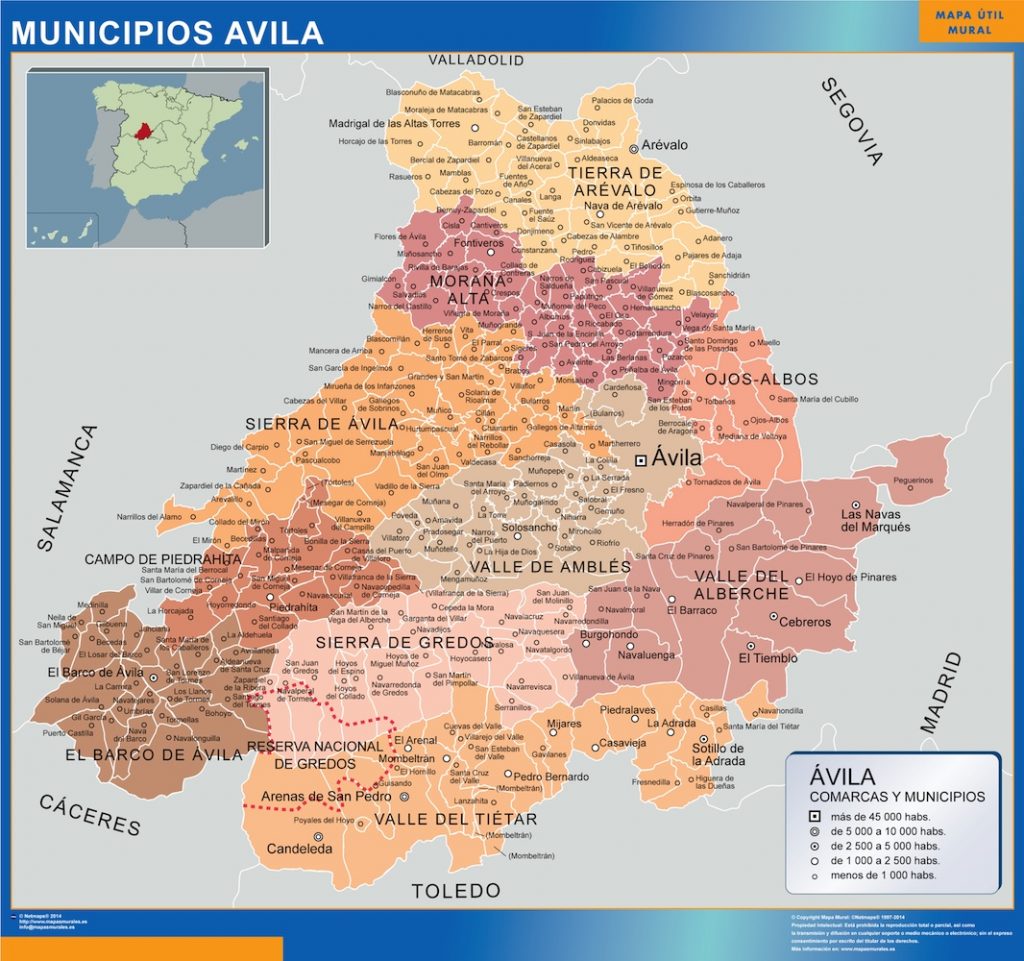 Mapa municipios provincia Avila