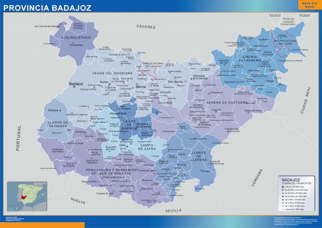 Mapa municipios provincia Badajoz