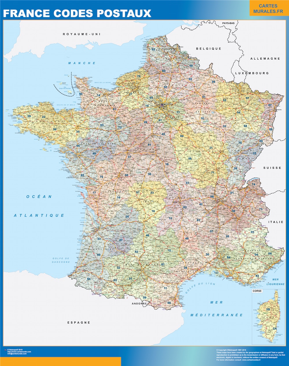 Mapa Francia códigos postales
